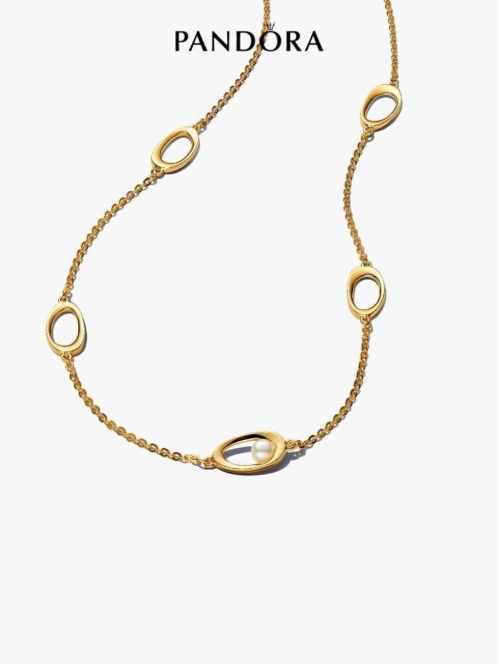 Pandora Organically Shaped Oval & Treated Freshwater Cultured Pearl Necklace